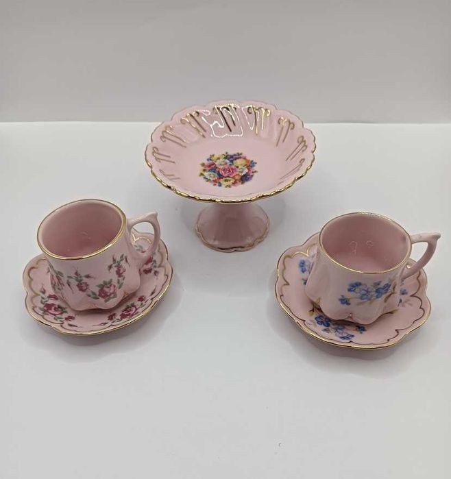 Różowa porcelana Chodov  filiżanki duo mini