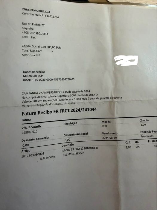 Iphone 13 Pro 128gb com fatura