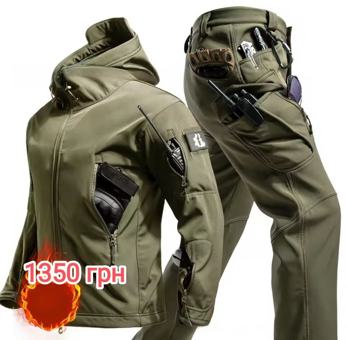 Тактичний костюм soft shell софтшел, берці, перчатки,кофта флісова
