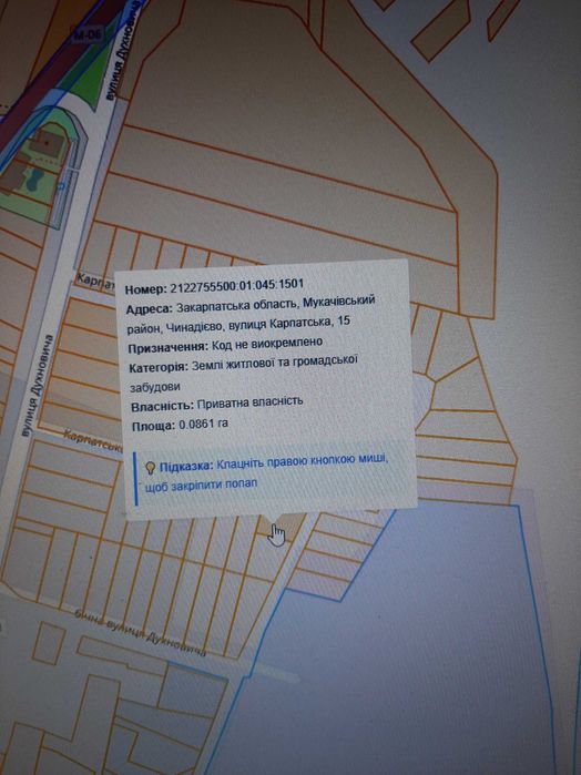 Продаж земельної ділянки Чинадійово