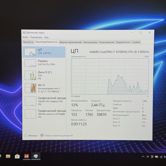 Ігровий ноутбук Dell i7 6700HQ, Gtx 960 4Gb, 16Gb