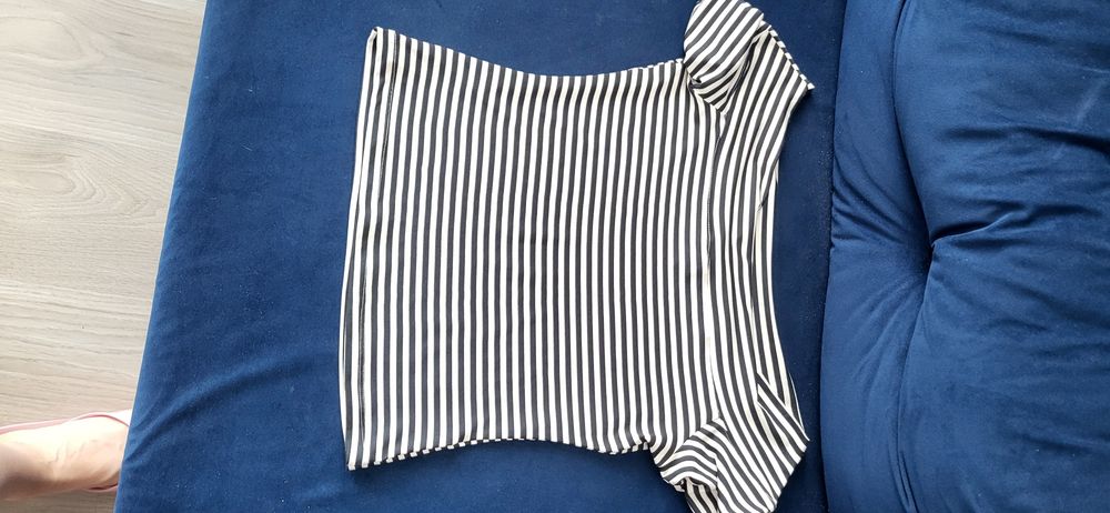 Bluzka h&m, klasyczna w paski, dekolt łódka