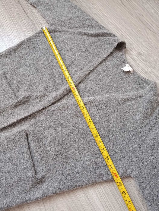 Wełniany szary kardigan M HM premium mohair blend