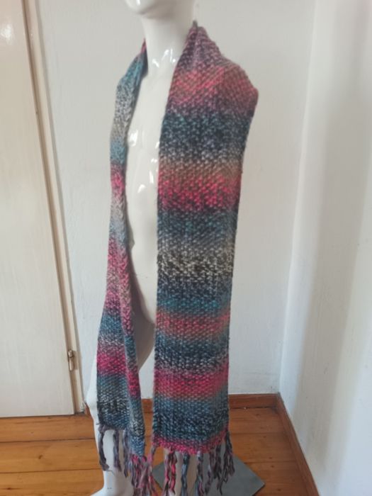 Kolorowy Szal Bijou Brigitte – Gruby Splot, Boho, Miękki i Długi