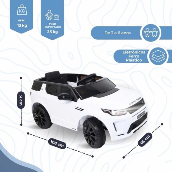 Carro Elétrico Range Rover Infantil Branco – Presente Natal