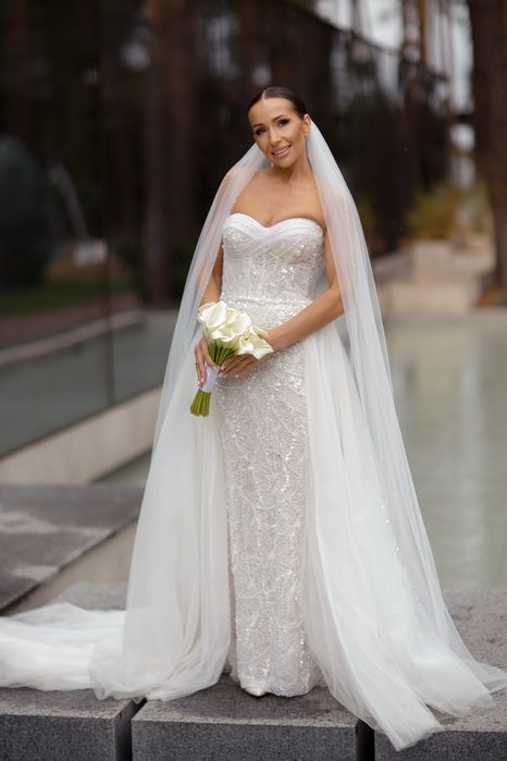 Весільна сукня madeira-wedding зі шлейфом, камні жемчуг новинка 2026 ексклюзив