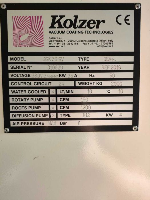 Metalizer próżniowy KOLZER DGK 36 SV