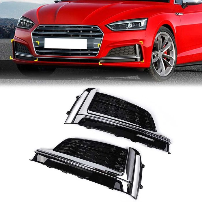 Решітка переднього бампера Audi A5 F5/B9 2016-2019 RS5 чорний + хром