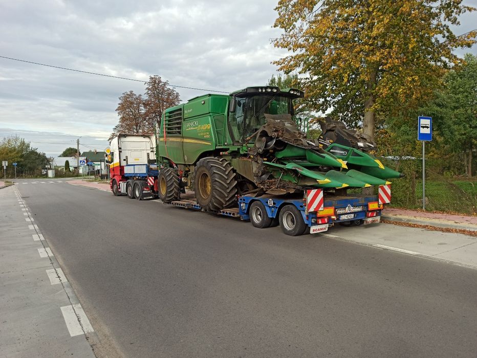 Transport maszyn rolniczych- kombajnow, sierczkarni, przyczep