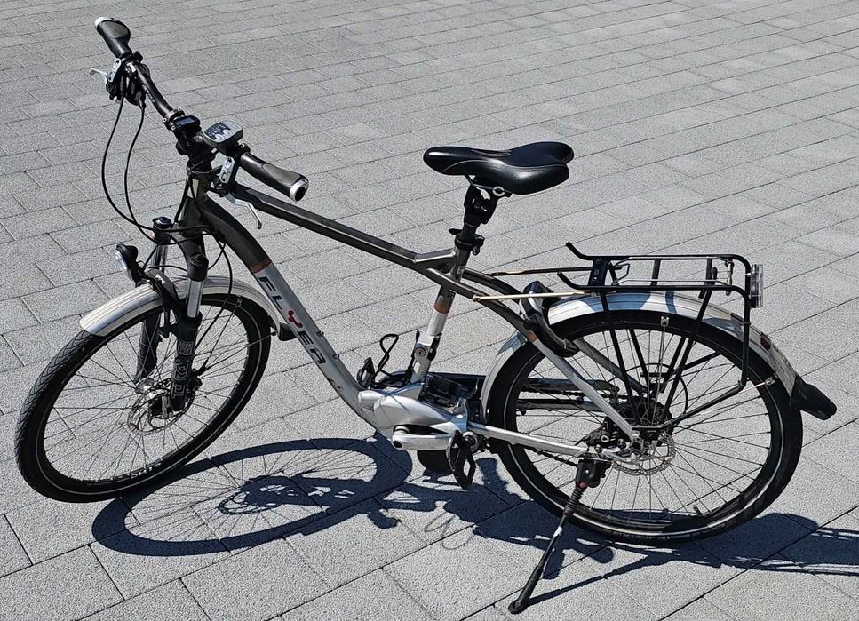 Rower Elektryczny Flyer HS Męski Srebrny Nowe Opony