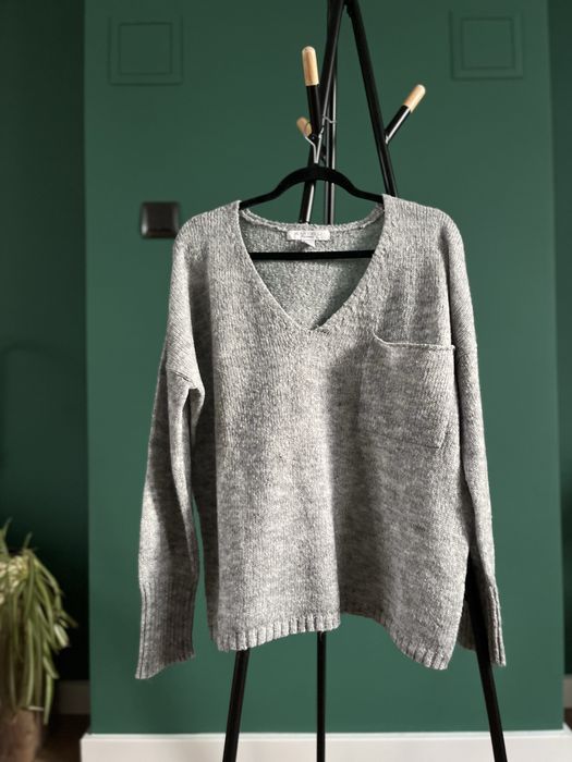 Sweter sweterek szary gray grey amisu wełna wool zima jesień oversize