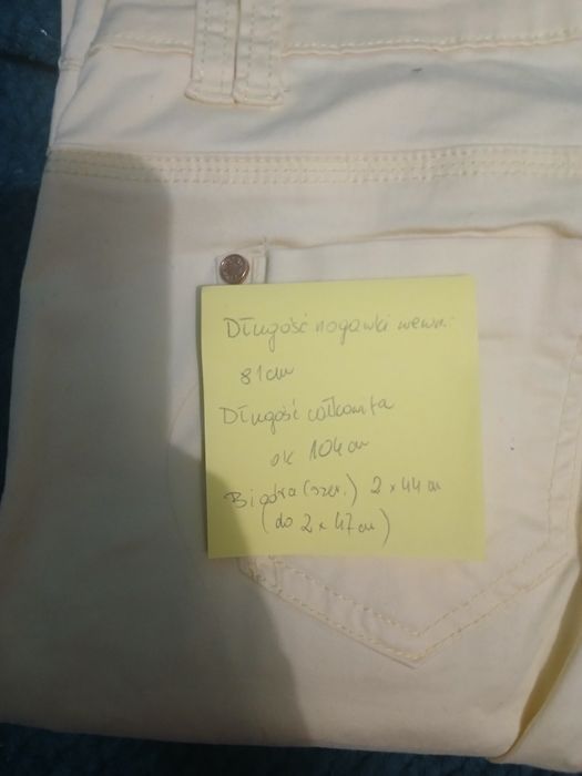 Spodnie damskie bawełniane żółte rozm.38