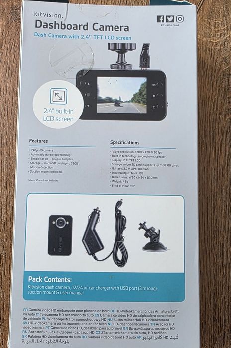 wideorejestrator samochodowy Kitvision HD Dash Cam.