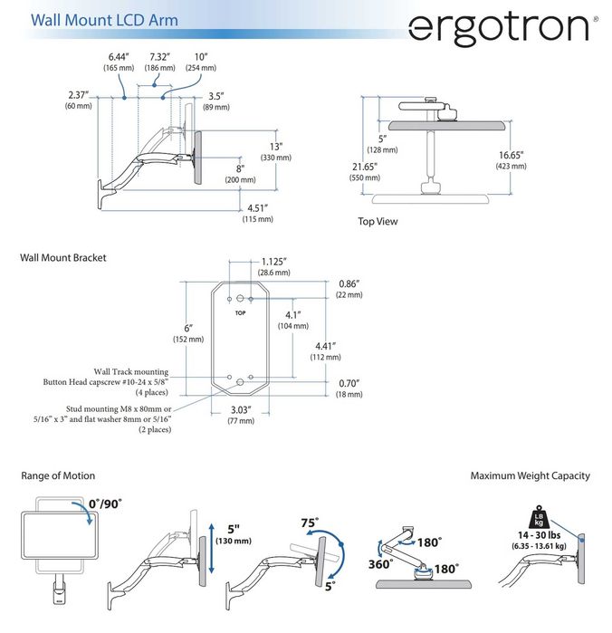 Настінний кронштейн Ergotron MX Wall Arm (USA Original)