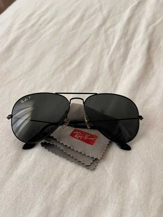 Óculos Ray Ban Aviator pretos Polarizados