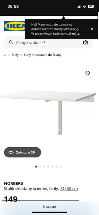 Stolik skladany scienny ikea + krzeselka