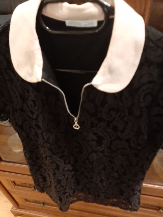 Elegancka Bluzka czarna koronkowa zara