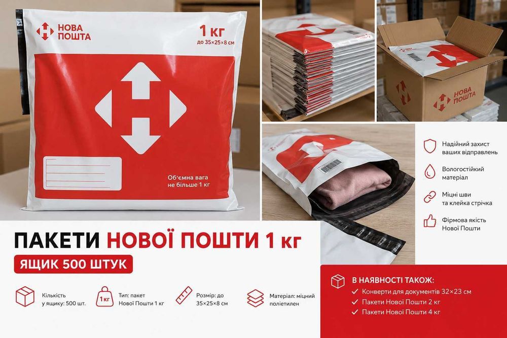 Пакети для пакування 1 кг. Нова пошта 0.5,1,2,4 кг.Термоетикетка,АКЦІЯ