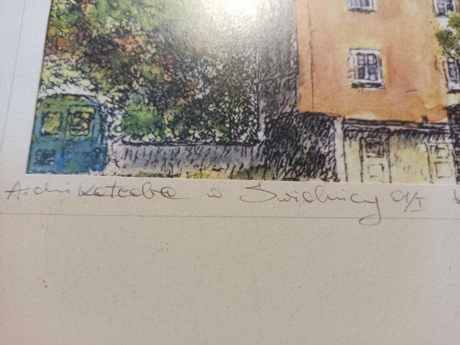 kolorowa grafika Archikatedra w Świdnicy w ramie
