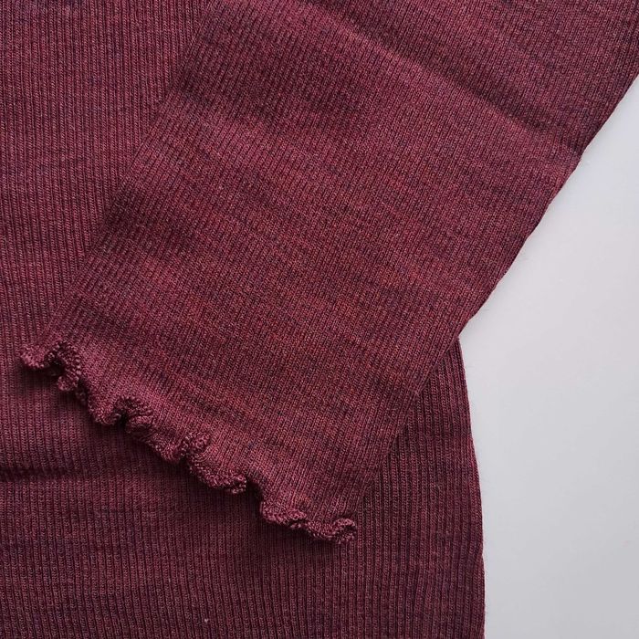 Koszulka termiczna, longsleeve, merino wool + jedwab Claire, bordowy, I warstwa r. M