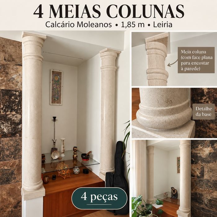 4 meias colunas em Calcário Moleanos – 1,85 m