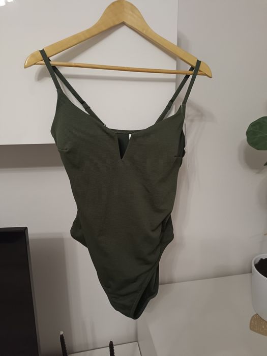 Strój kąpielowy jednoczęściowy, push-up, kolor khaki, rozmiar M / 38