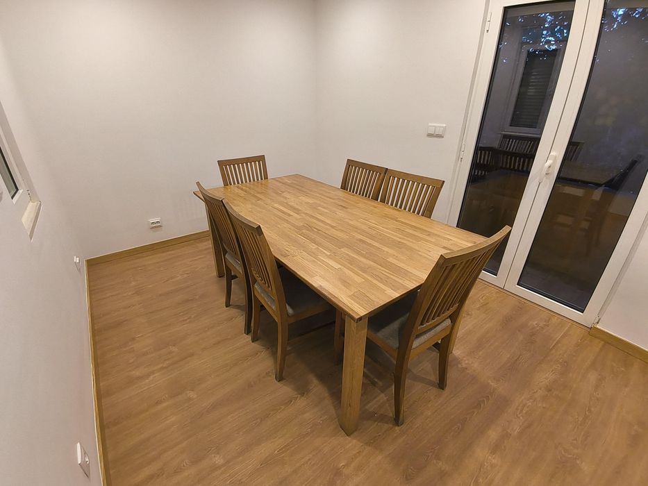 Mesa de jantar madeira c/ 6 cadeiras