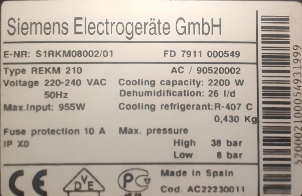 AC portatil Siemens. Sem tubo incluido