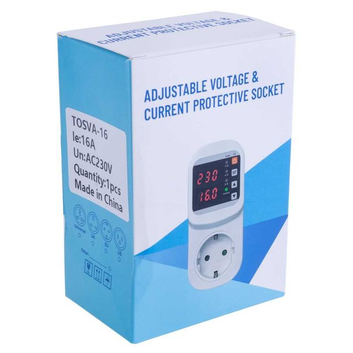 Реле захисне розеткове TOMZN 16A TOSVA-16 100V-300V відсікач напруги