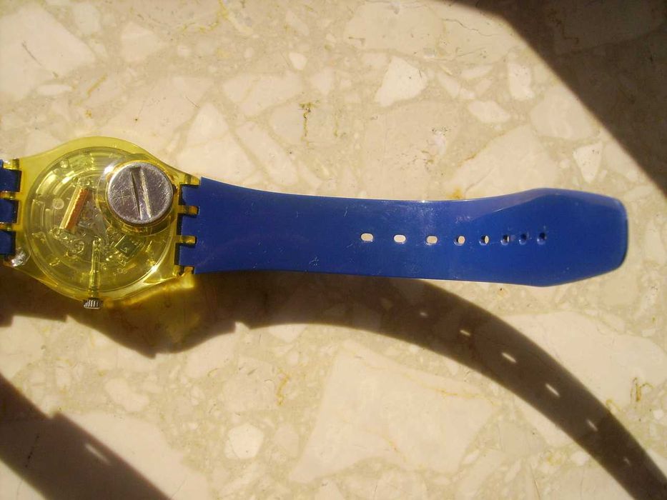 Zegarek Swatch gn209 Swiss Made uszkodzony + niebieski pasek oryginał stan bardzo dobry + pudełko bez baterii