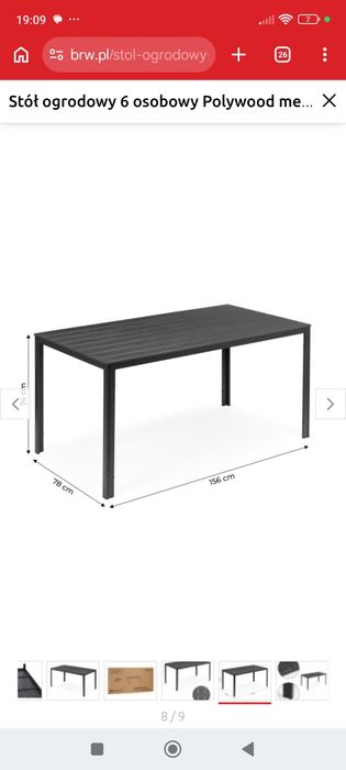 Stół ogrodowy aluminiowy czarny