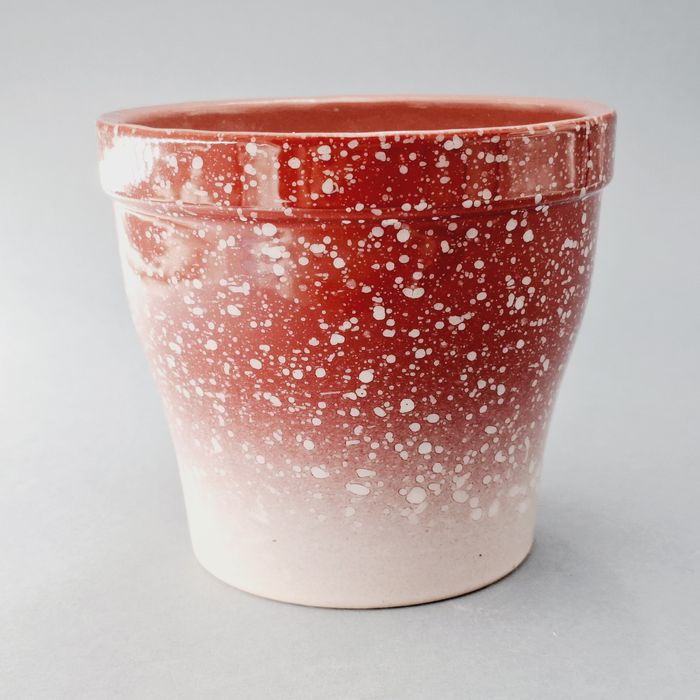 lata 70/80-te ceramiczna nakrapaina donica osłona pojemnik doniczka