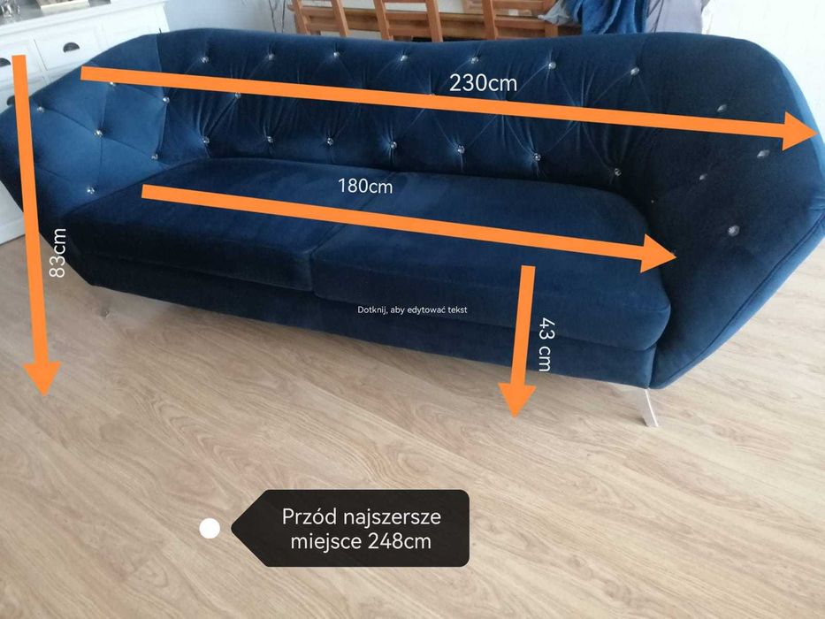 Sofa Glamour trzyosobowa