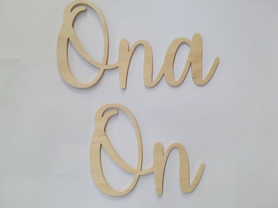 Drewniany napis Ona i On. Komplet! Na wesele, ślub, rocznice.