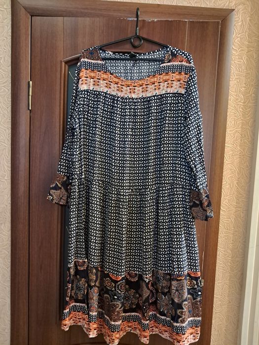 Платье туника большой размер лен