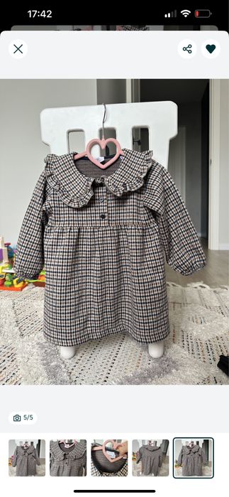 Стильна фланелева сукня в клітинку з комірцем (на дівчинку)92 розмір