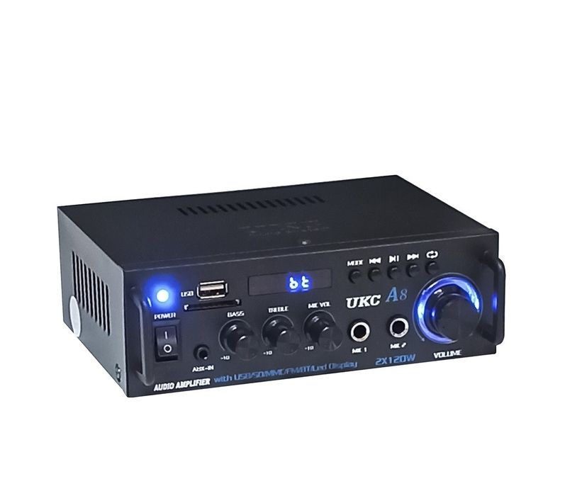 Підсилювач UKC A8 (2х120W) з Bluetooth, USB, SD, AUX, FM усилитель