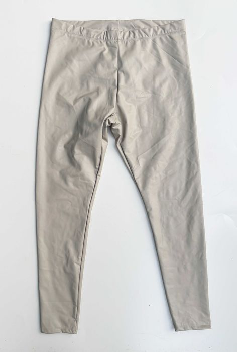 Legginsy Beżowe Beż H&M Skórzane Skóra Eko L 40