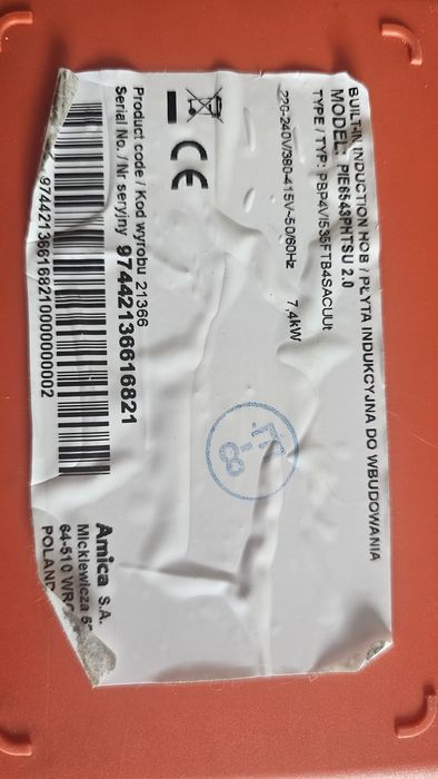 Płyta indukcyjna Amica na części. 2 pola nie grzeją. PIE6543PHTSU 2.0