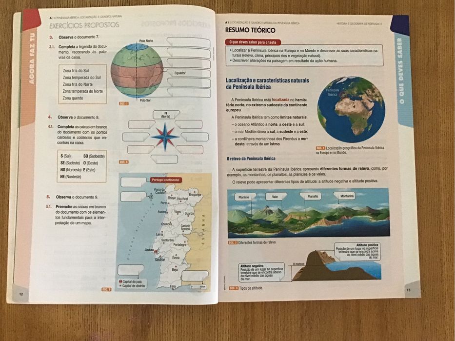 Livro exercícios, testes e matéria de História, 5.º ano