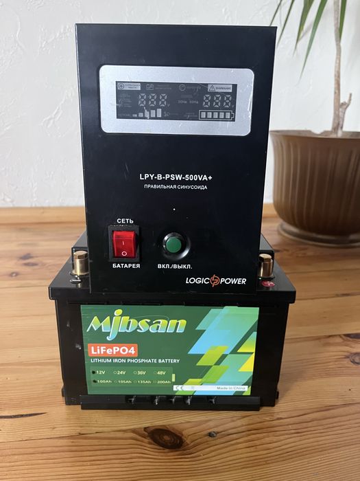 ДБЖ 500VA+залізо фосфатний акумулятор lifePO4