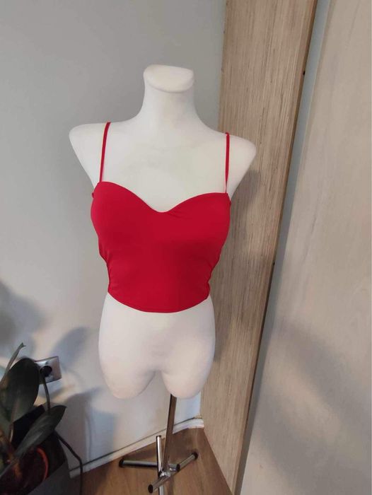 Top damski czerwony usztywniane miseczki  S/M