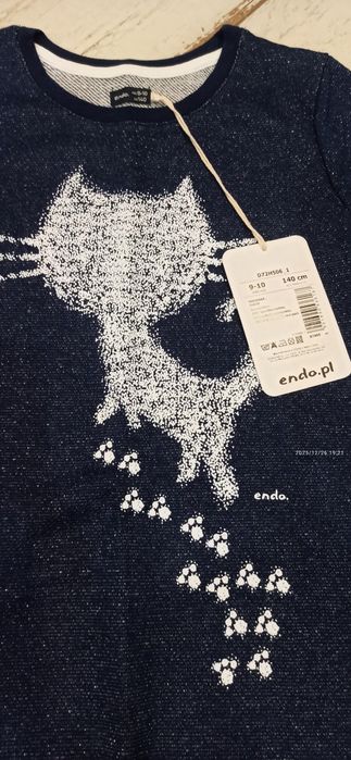 Nowa sukienka Endo z kotkiem granatowa 134/140