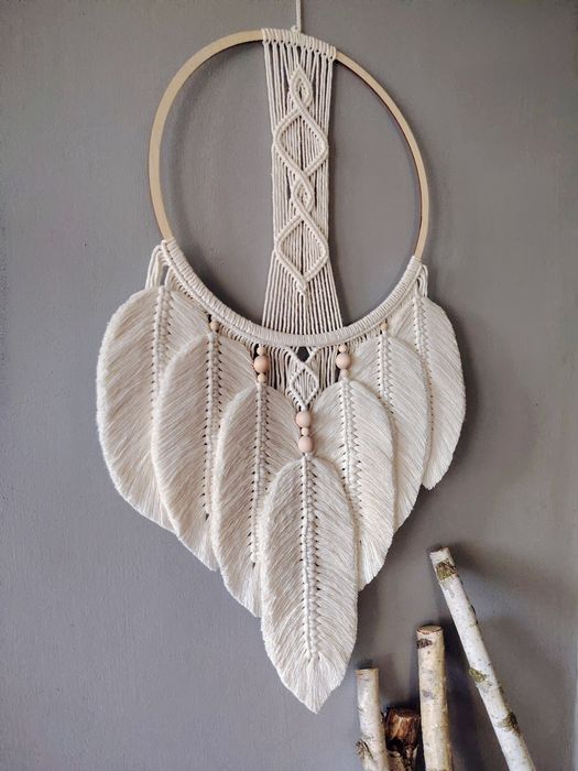 Łapacz Snów Dreamcatcher puszysty Rustykalny dom Makrama