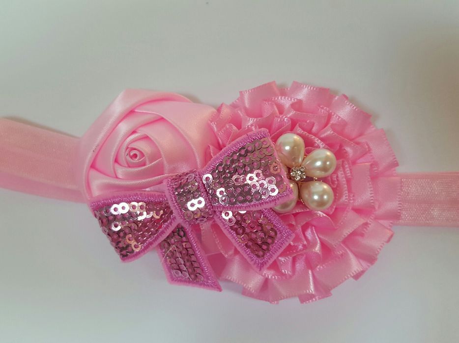 Miękka opaska na gumce elegancka dla dziewczynki