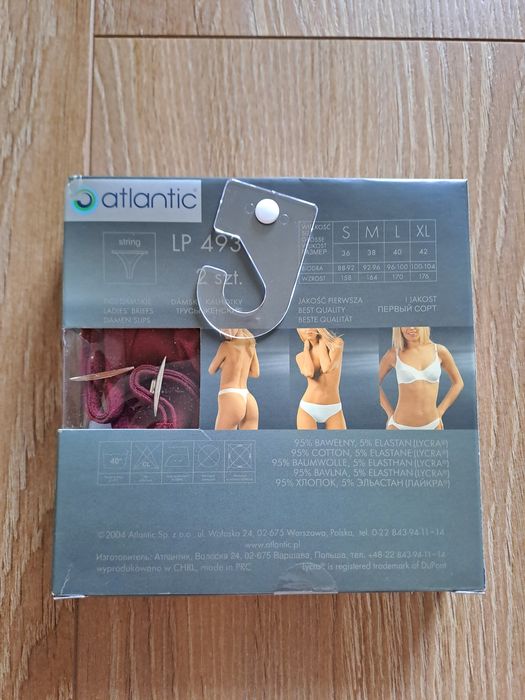 Stringi damskie Atlantic, rozmiar S, 2PACK, bordowe