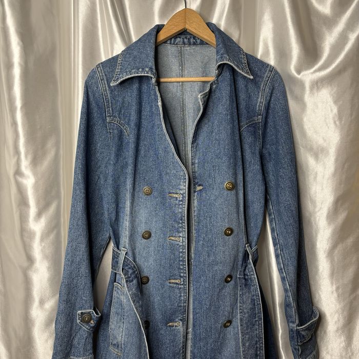 Vintage dżinsowy płaszcz płaszczyk trench trencz alternative denim 90s