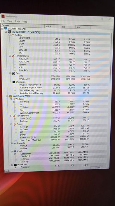 Intel i7-7700k Processor436813289656821762