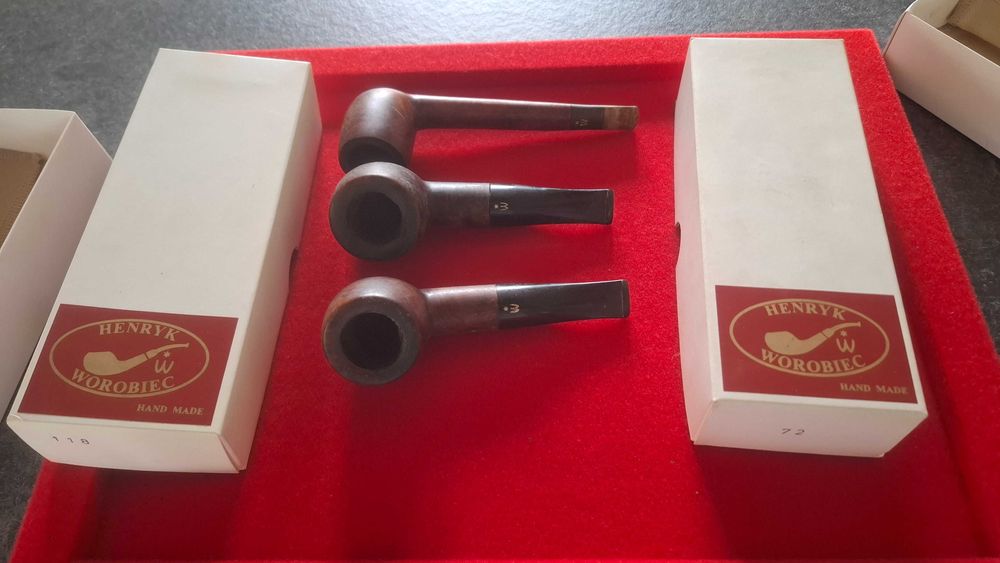 3 fajki, używane, hand made, Henryk Worobiec