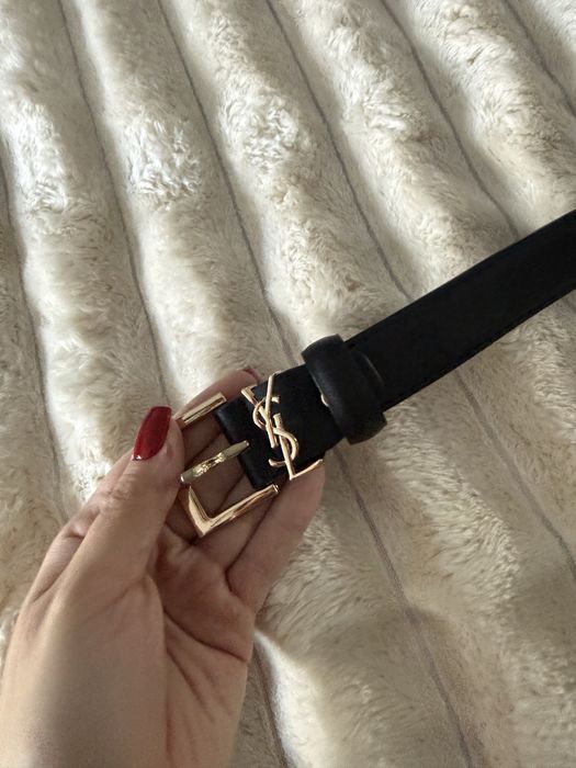 Pasek 110 cm czarny złota klamra